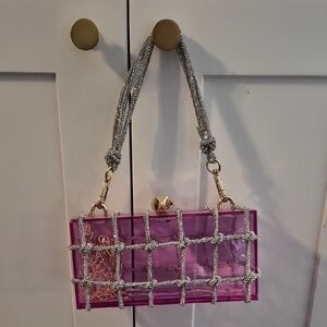 Purple Chain-Embellished Women's Bag